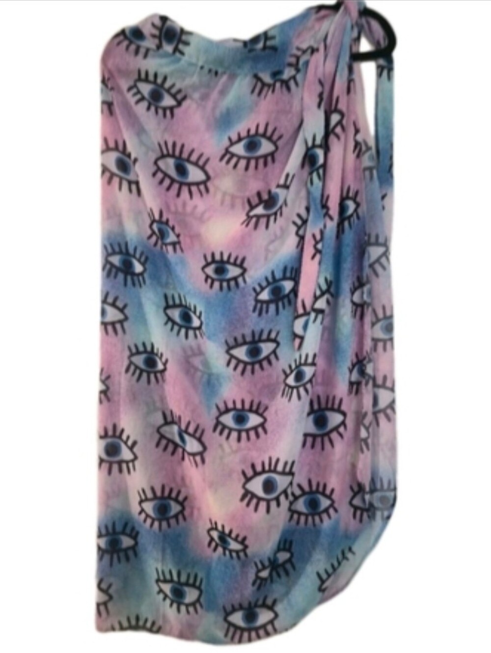 Blue Evil Eye Patterned Chiffon